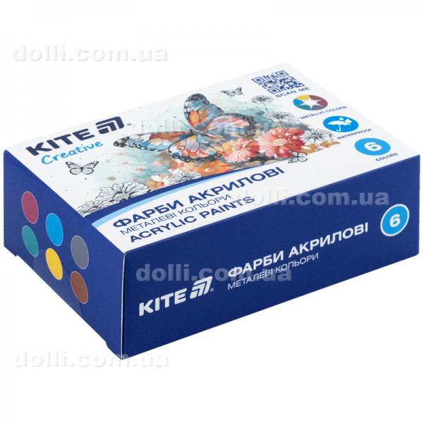 Краски акриловые Kite Creative K-273, 6 металлических цветов, 20 мл