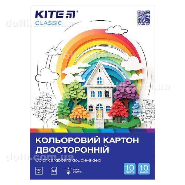 Картон кольоровий двосторонній Kite Classic K-255, А4, 10 аркушів