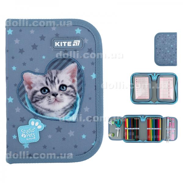Пенал с наполнением Kite Studio Pets SP25-622H-3, 1 отделение, 2 отвоврота