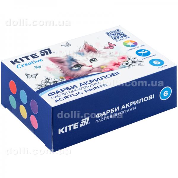Краски акриловые Kite Creative K-272, 6 пастельных цветов, 20 мл
