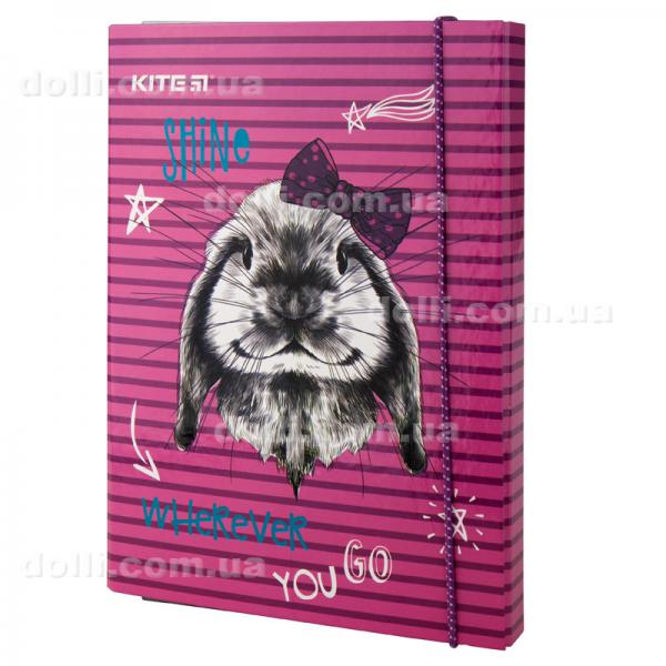 Папка для тетрадей B5, на резинках, картон Kite Fluffy bunny K19-210-01