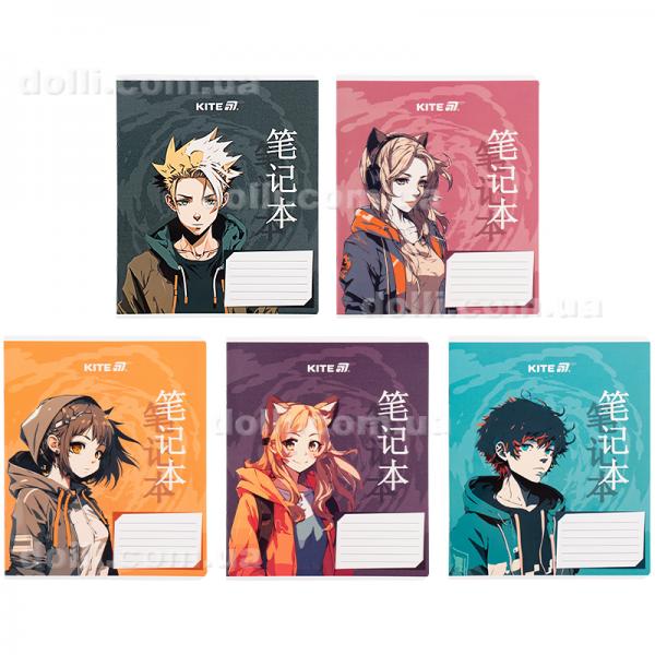 Тетрадь школьная Kite Anime K25-236-1, 18 листов, клетка