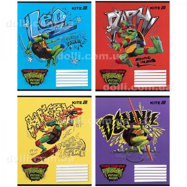 Тетрадь школьная Kite Ninja Turtles NT25-235, 12 листов, косая линия