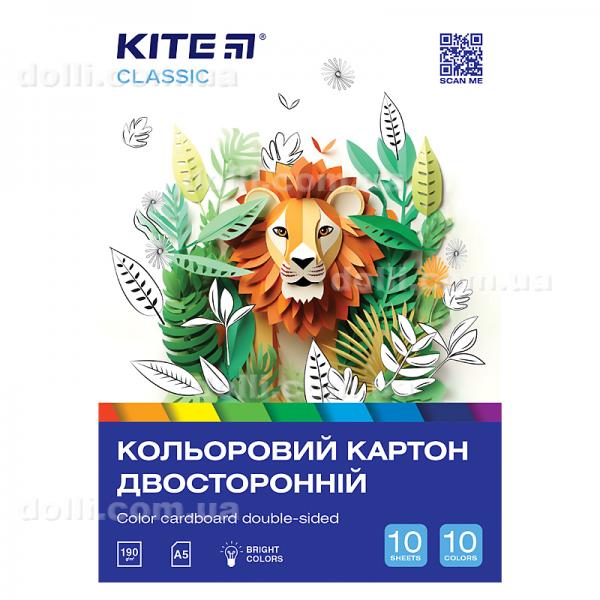 Картон цветной двусторонний Kite Classic K-289, А5, 10 листов