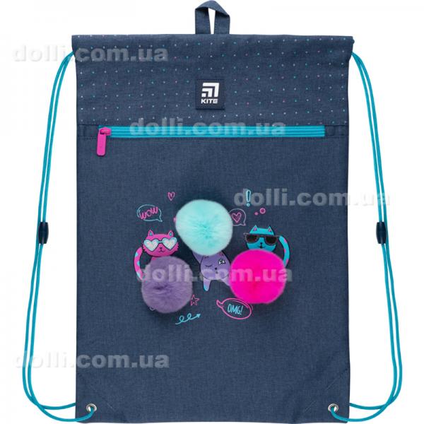 Сумка для взуття з кишенею Kite Education Wow Cats K22-601M-11