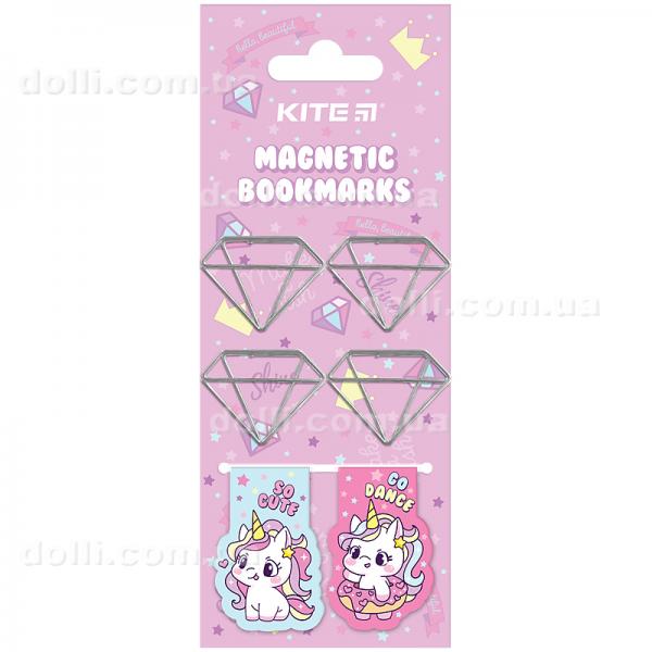 Набор магнитных закладок с фигурными скрепками Kite Diamond K24-495-1