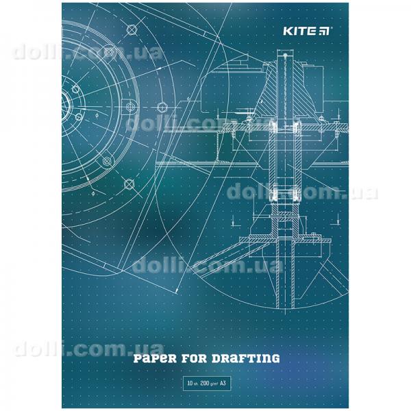 Бумага для черчения А3, 10 листов, 200г/м2, Kite K23-270