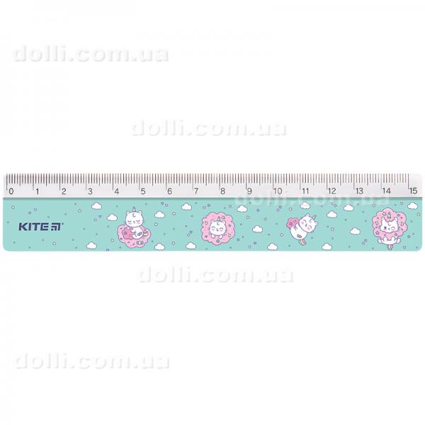 Лінійка пластикова Kite Rainbow Catcorn K24-090-2, 15 см