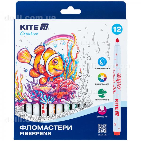 Фломастери Kite Creative Superwashable K-1152, 12 кольорів