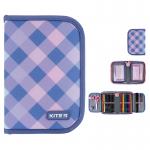 Пенал с наполнением Kite Purple Chequer K24-622H-3, 1 отделение, 2 отворота