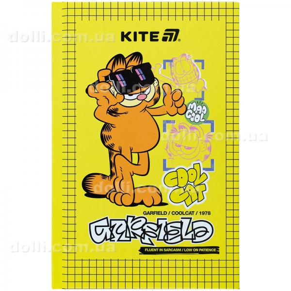 Книга записна Kite Garfield GF25-199, тверда обкладинка, А6, 80 аркушів, клітинка