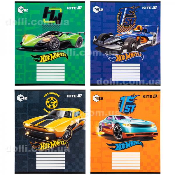 Зошит шкільний Kite Hot Wheels HW25-235, 12 аркушів, коса лінія